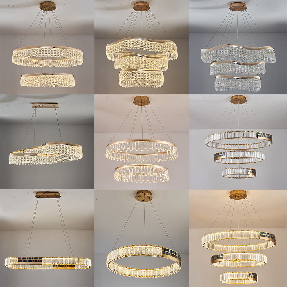 Modern Pendant Ceiling Lamps Led Crystal Chandelier Lights Hanging Light Fixture For Living Room New Design Lamp