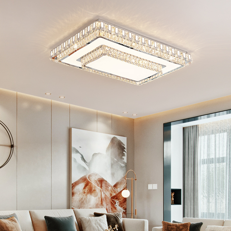 Modern Rectangle Crystal Chandelier Led Ceiling Light - Buy Crystal Chandelier Iron Circle Pendant Light Surface Mounted / 30000