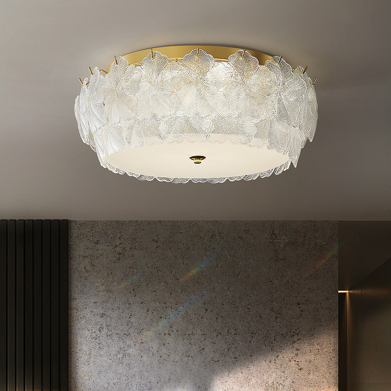 Modern Cream Style Design Lighting Fixtures Circular Indoor Crystal Ceiling Lights