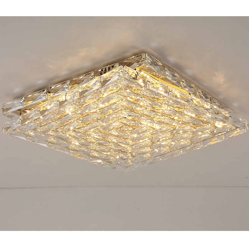 Modern minimalist style and living room crystal ceiling light bedroom light stainless steel wire cut crystal ceiling light