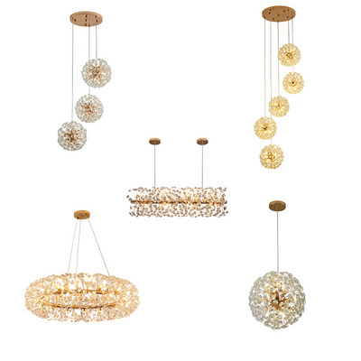 2023 Large Branch Nordic Vintage Led Gold Dining Living Room Hotel Luxury Ceiling Pendant Light Modern Crystal Chandeliers