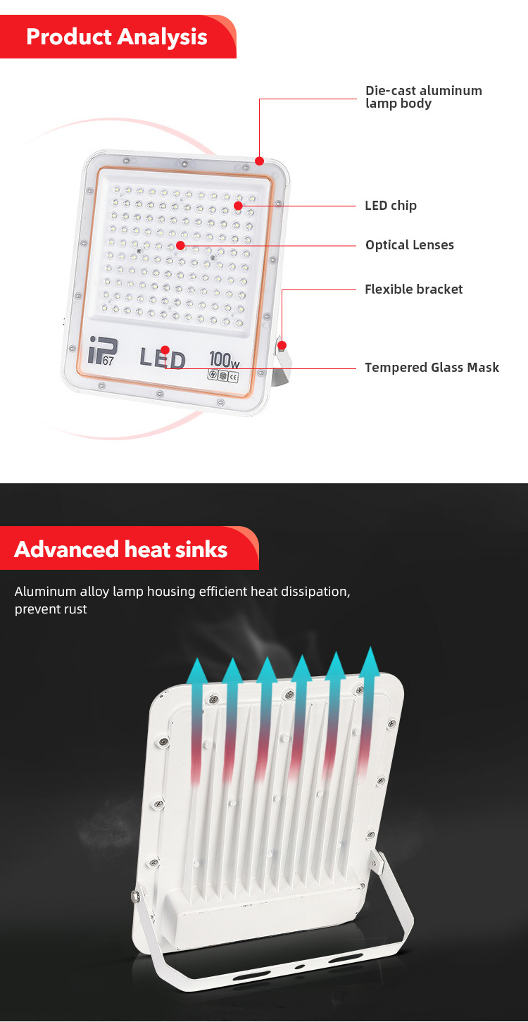 High Bright Die-Cast Aluminum Outdoor Ip67 Waterproof 300 Watt Reflector Led Garden Flood Light