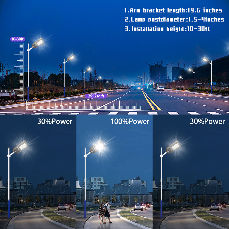 JIEWEI Abs Solar Street Light With Remote Control Outdoor IP65 Waterproof 120W 1500W Solar Street Light