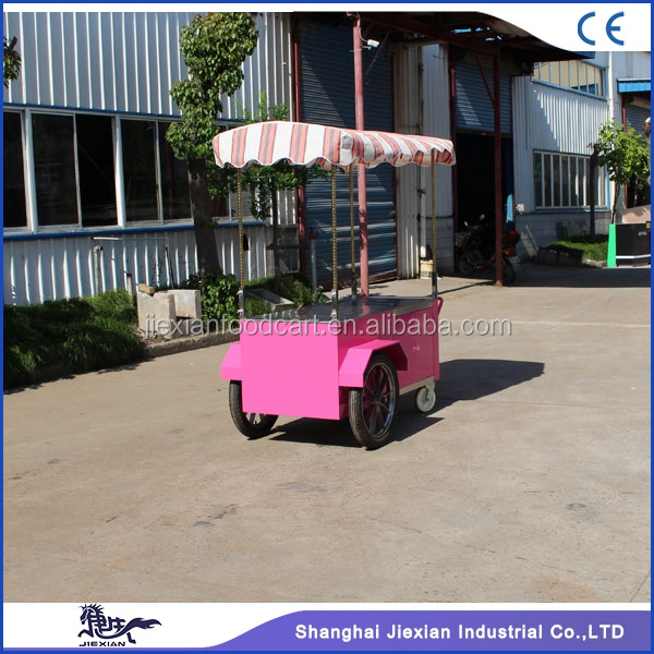 JX-IC160 Mobile outdoor handle small push carts ice cream push cart