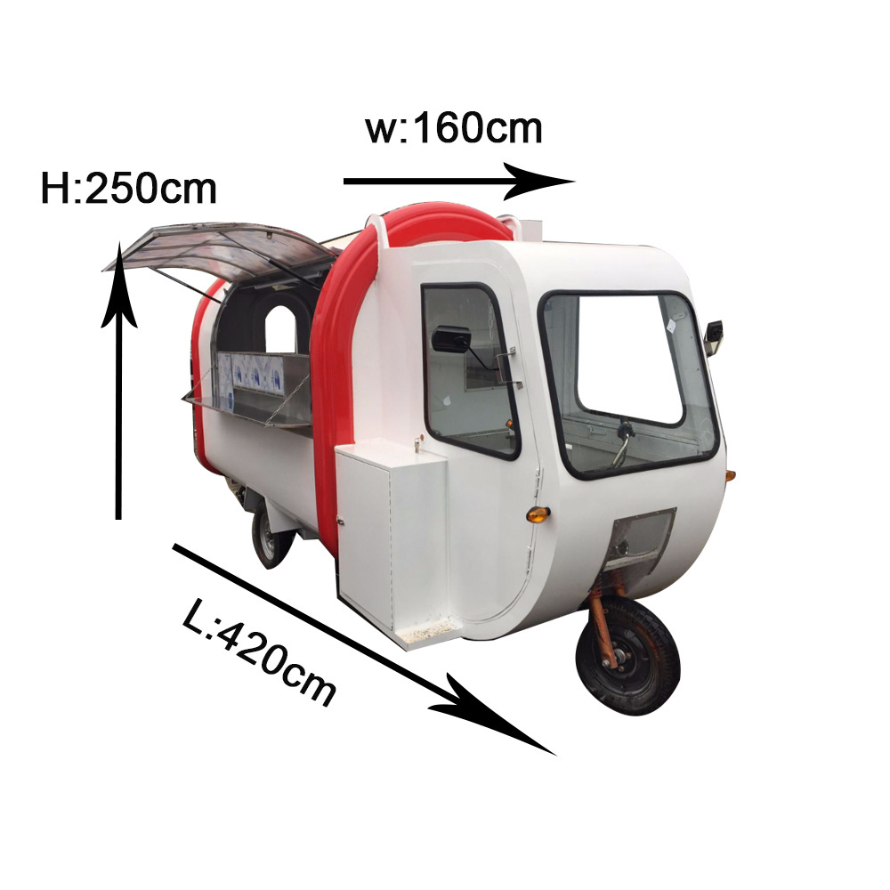 JX-FR220GH motor powered snack caravan/ food carts mobile trailers/ three wheel motorcycle food