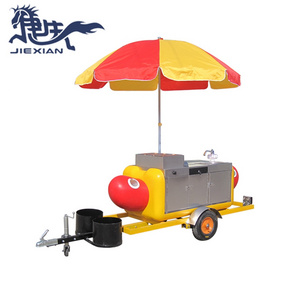 JX-HS230 Stainless Steel Hot Dog Cart Trailer food cart with triple Sinks Water Heater Umbrella