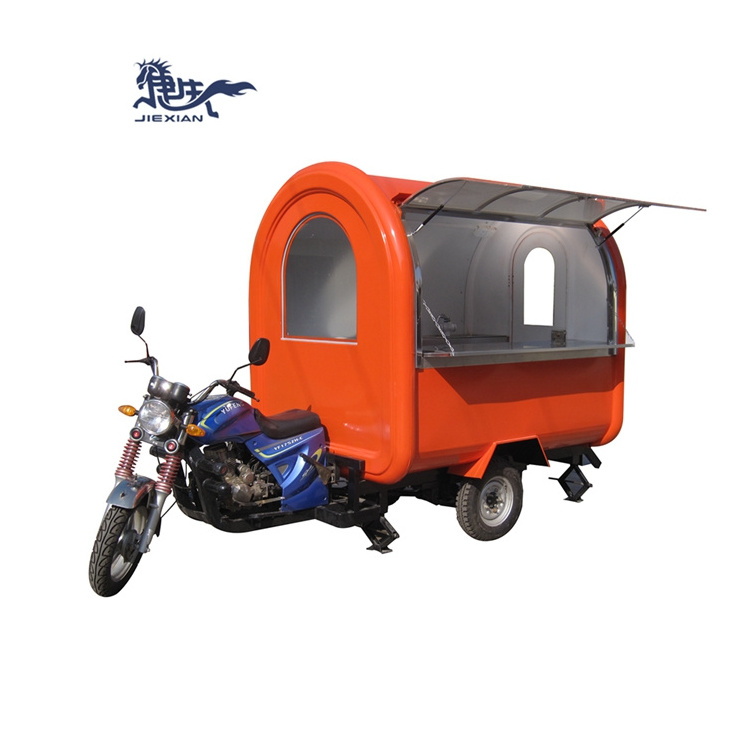 JX-FR220I mobile food cart for slush machine gasoline motorcycle fast food trailer