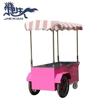 JX-IC160 Mobile outdoor handle small push carts ice cream push cart