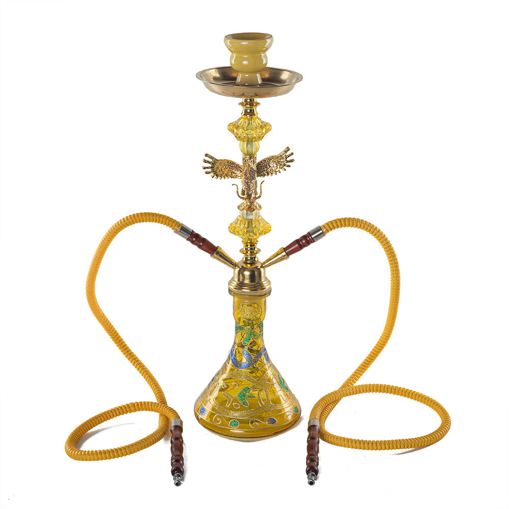 Middle Eastern style Eagle shape hookah shisha glass oil burner pipe with double hose