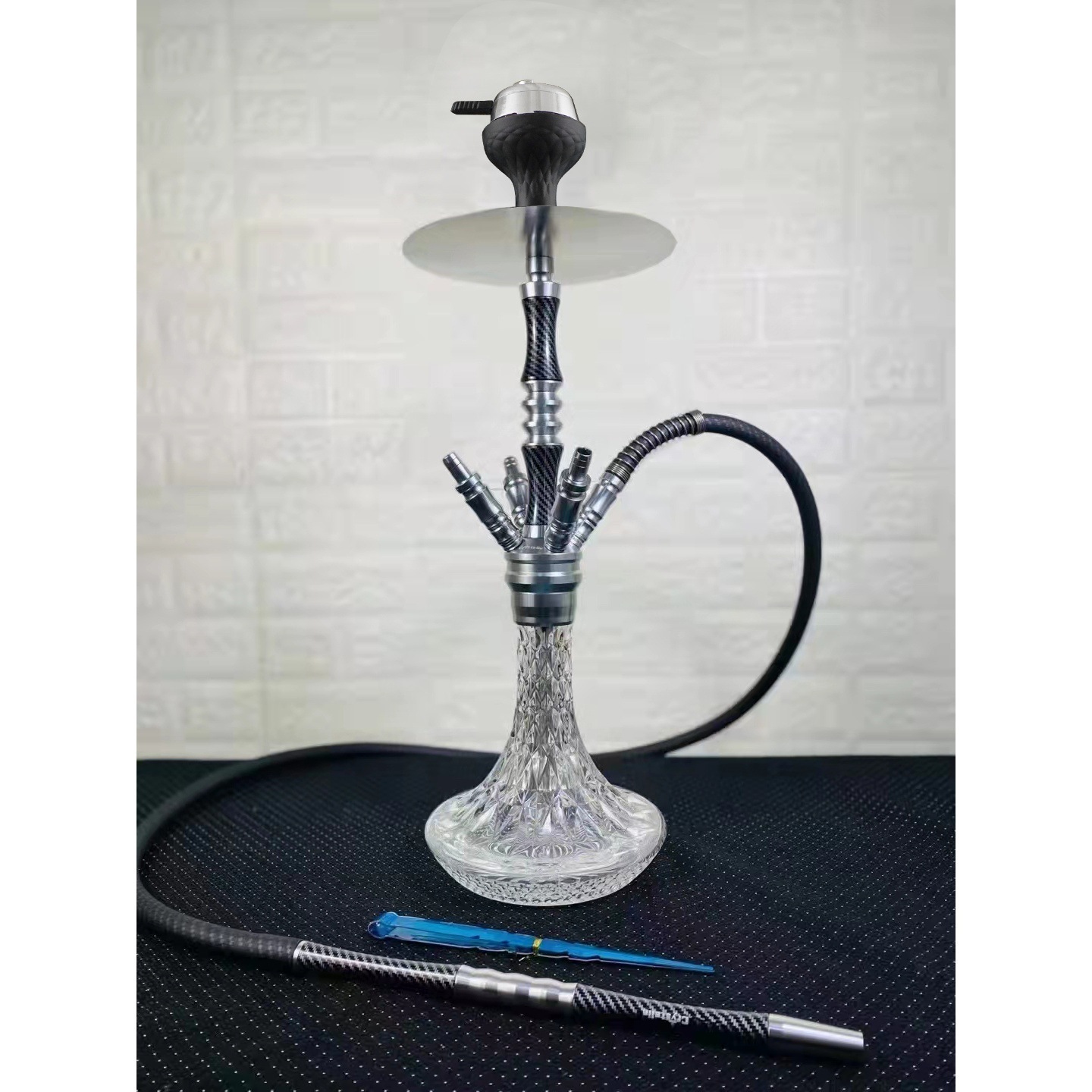 custom logo Factory wholesale new arrivals Amy deluxe carbon fiber Aluminum alloy hookah with 4 hose adaptors