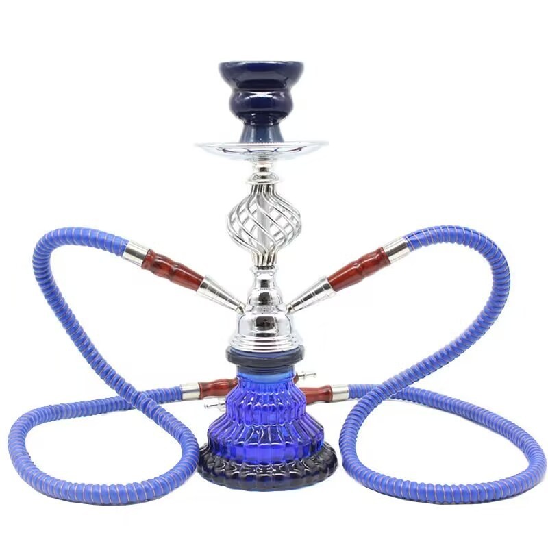 Wholesale new arrivals cheap price Arab hubbly bubbly set small glass shisha hookah with popular 2 pipe mouthpiece