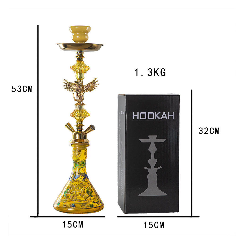 Middle Eastern style Eagle shape hookah shisha glass oil burner pipe with double hose