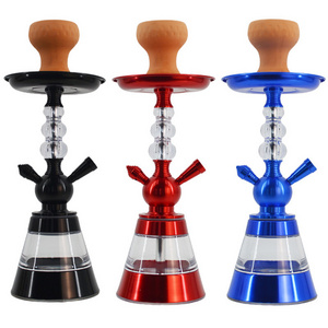 High level cheap price colorful Aluminum alloy glass water bonges set Arabian bar hookah shisha accessories completely wholesale