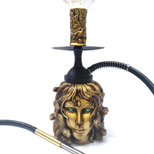 Factory direct sales resin Greek Medusa molding shisha set with LED light hookah with sponge package