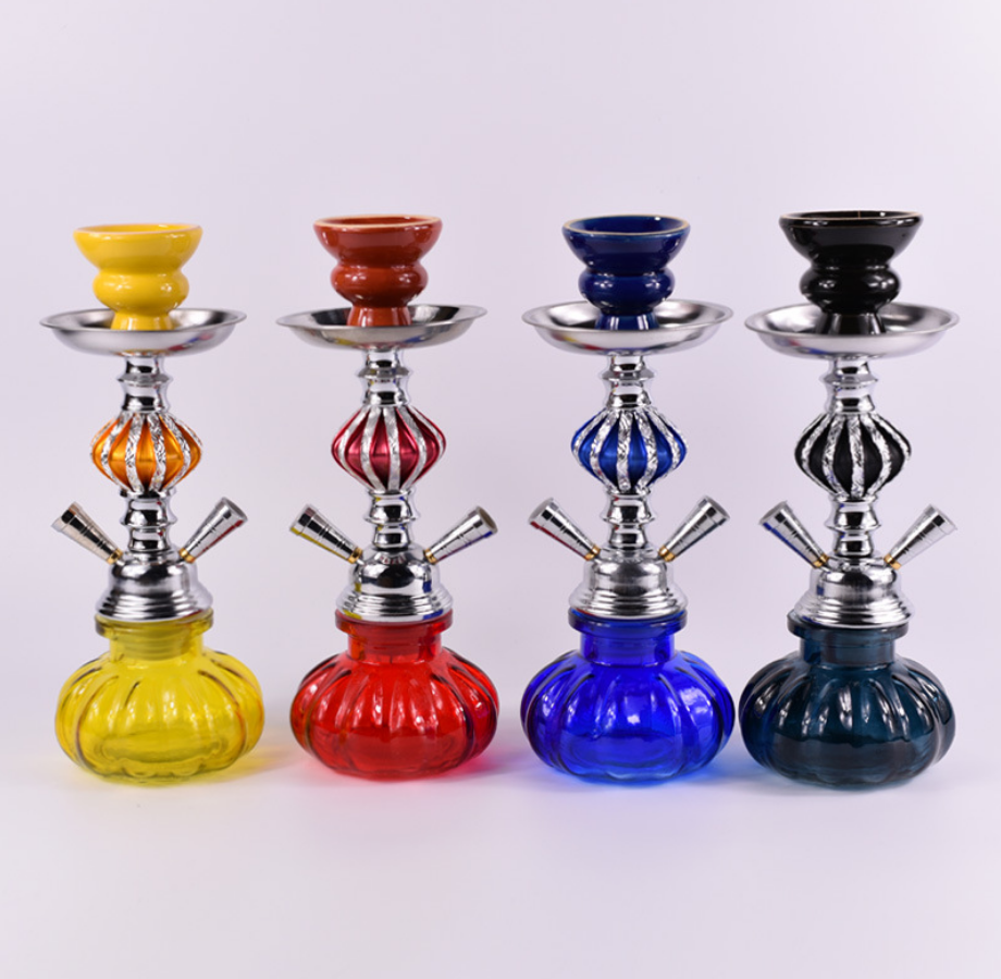 factory directly hot selling trumpet bar KTV supplies mix color Double hose  aluminum flower hookah shisha