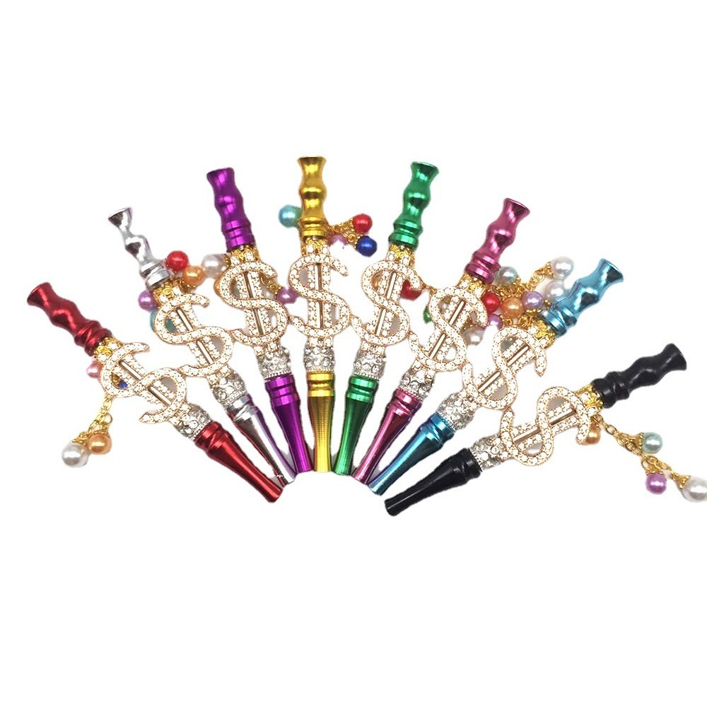 Wholesale new arrivals hot selling shisha accessories Aluminium alloy Golden dollar $diamond detachable hookah tips mouthpiece