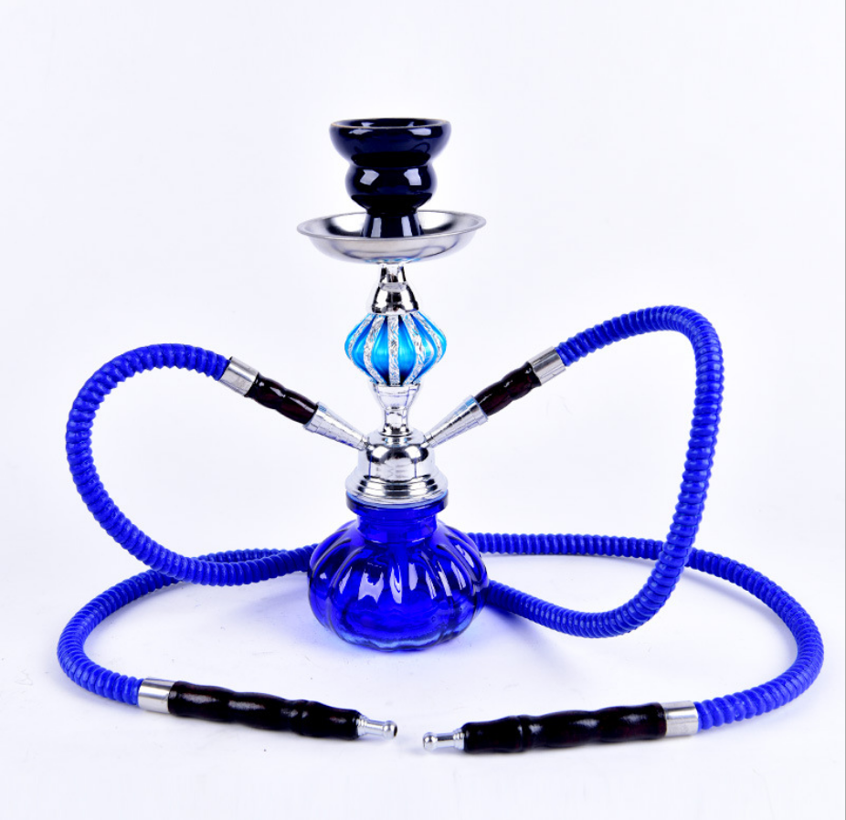 factory directly hot selling trumpet bar KTV supplies mix color Double hose  aluminum flower hookah shisha