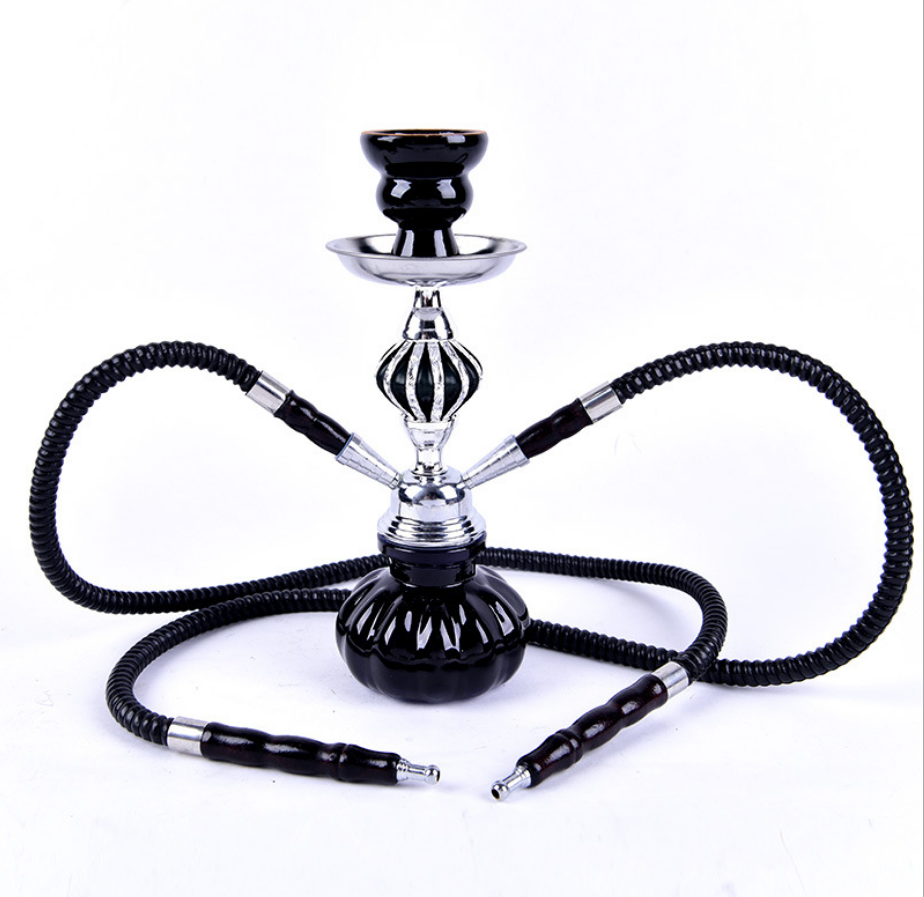 factory directly hot selling trumpet bar KTV supplies mix color Double hose  aluminum flower hookah shisha