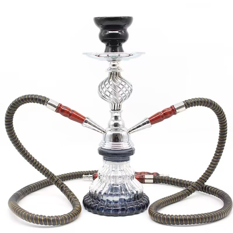 Wholesale new arrivals cheap price Arab hubbly bubbly set small glass shisha hookah with popular 2 pipe mouthpiece