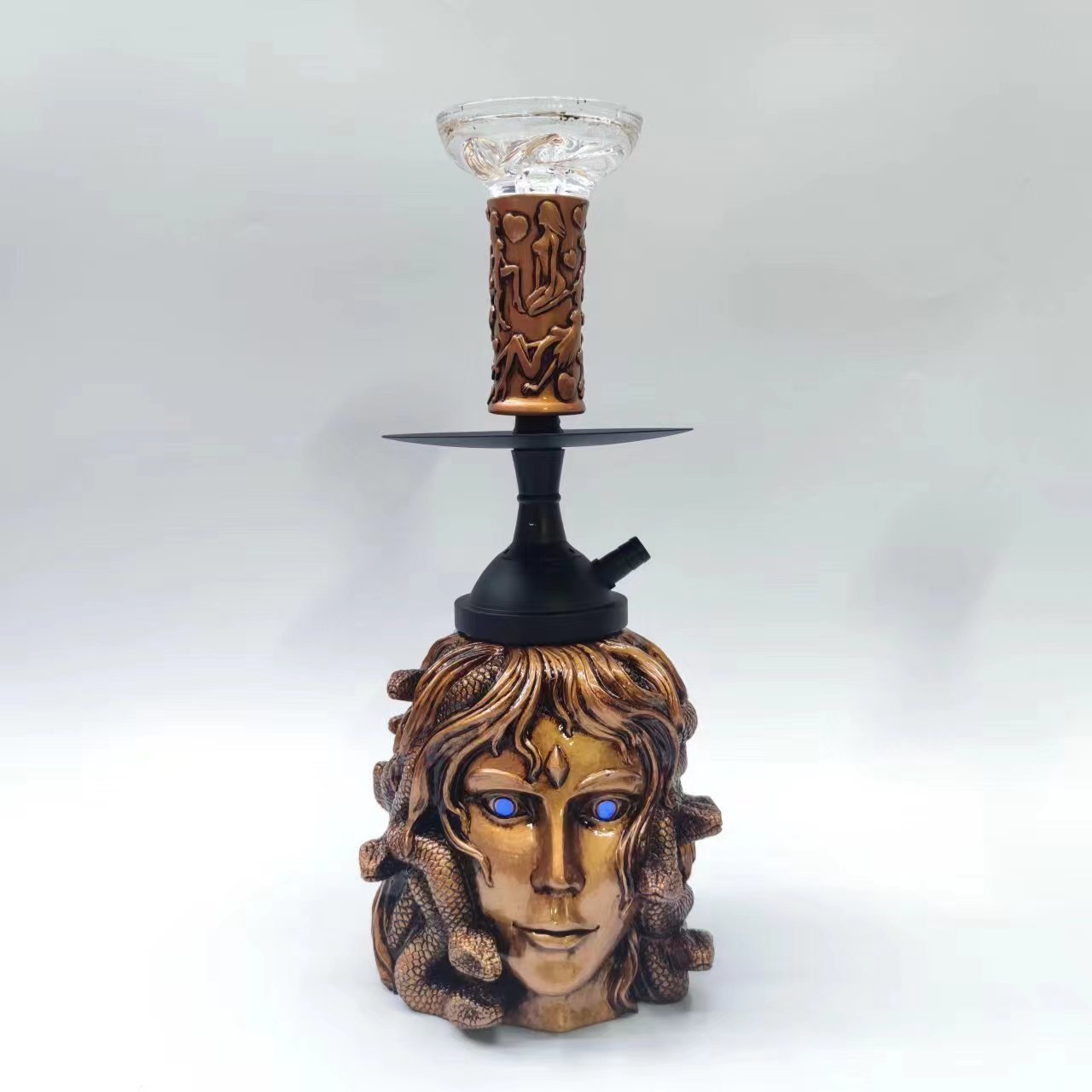 Factory direct sales resin Greek Medusa molding shisha set with LED light hookah with sponge package