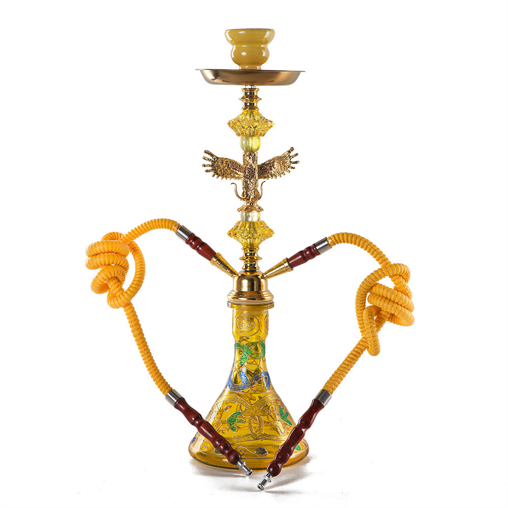 Middle Eastern style Eagle shape hookah shisha glass oil burner pipe with double hose