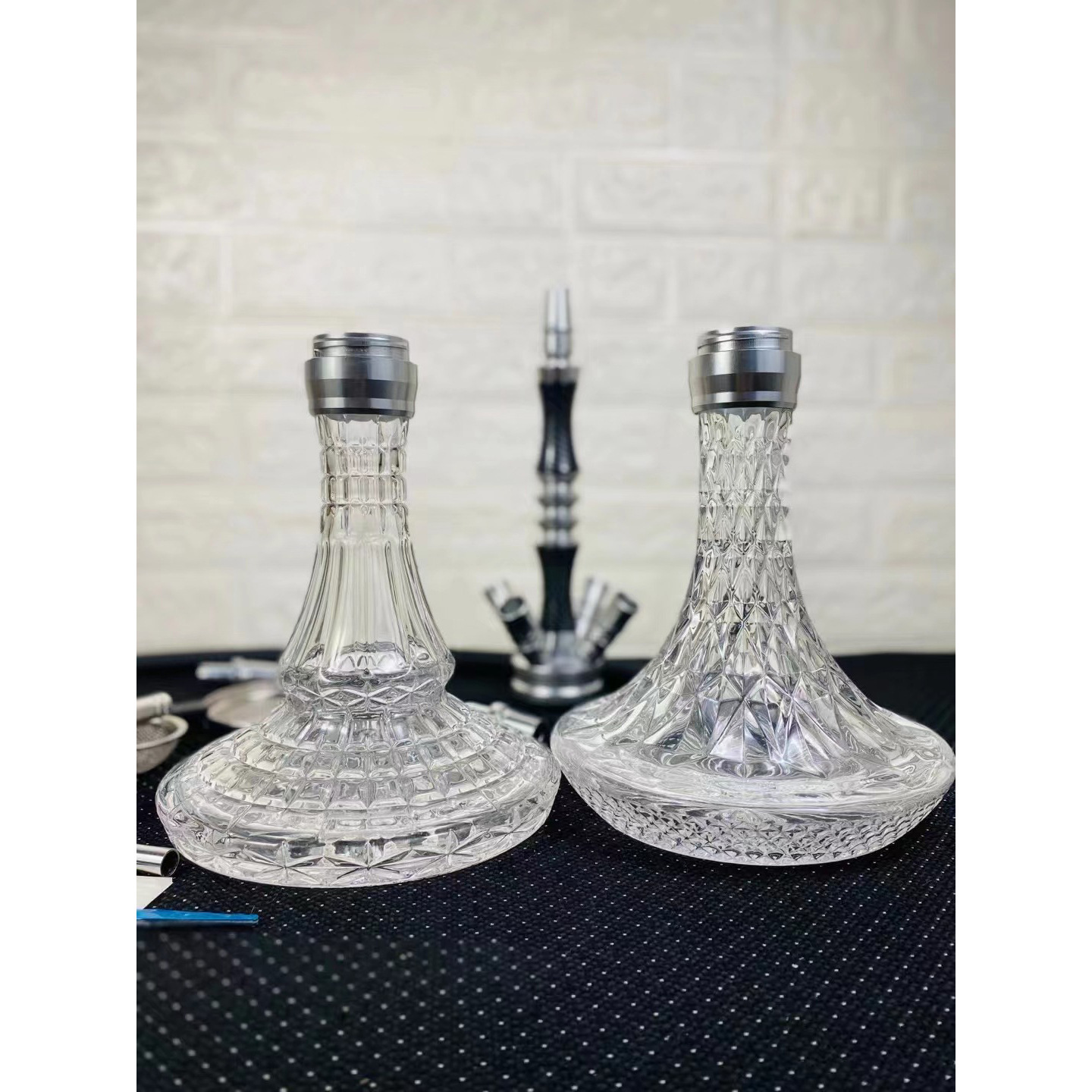 custom logo Factory wholesale new arrivals Amy deluxe carbon fiber Aluminum alloy hookah with 4 hose adaptors