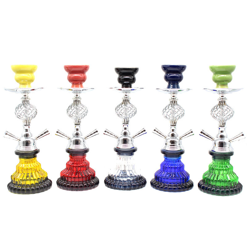 Wholesale new arrivals cheap price Arab hubbly bubbly set small glass shisha hookah with popular 2 pipe mouthpiece