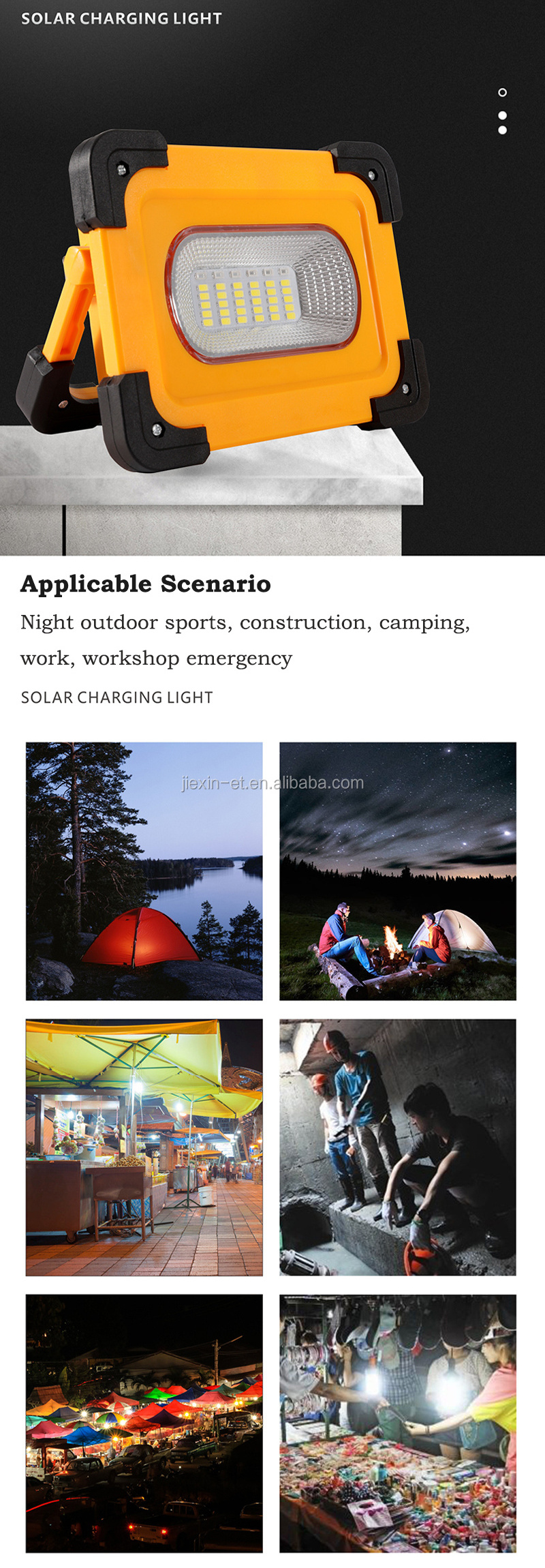 Outdoor Security Light Solar Rechargeable Led Work Light Portable Led Camping Light Usb Floodlight With Power Bank