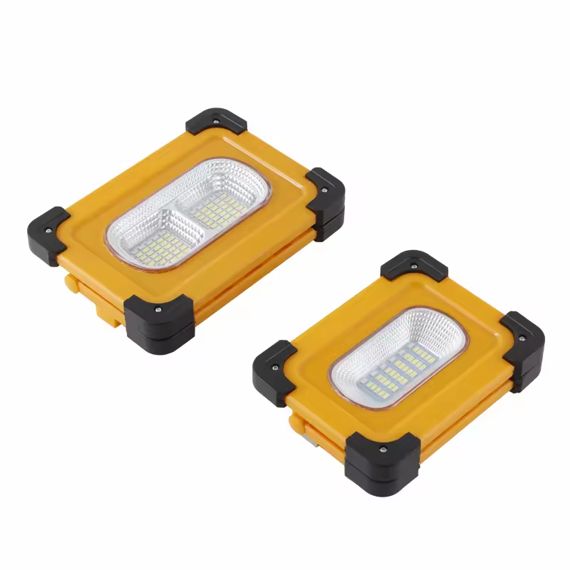 Portable LED Work Lights Rechargeable Flood Light Spotlight with USB and Solar Charging Design for Outdoor Lighting