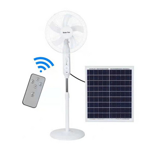 16 Inch 12V Dc/Ac Solar Fan For Home System, Portable Mini Solar Energy Rechargeable Air Powered Fan For No Electricity Areas