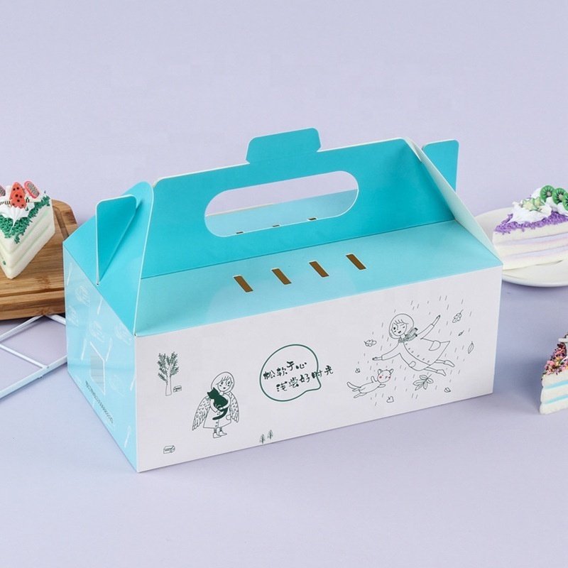 Custom Foldable Gift Box With Handle Food Cookie Box Packaging Bakery Cake Small Candy Donut Gable Food Packaging Boxes