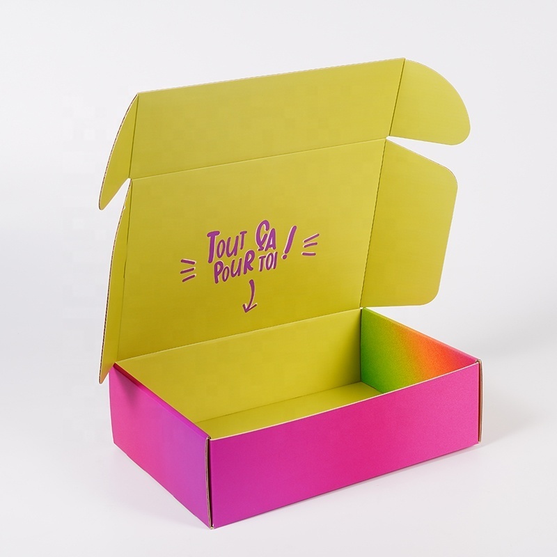 Wholesale Custom Logo Corrugated Flat Folding Pink Boxes Clothing Printed Durable Corrugated Cardboard Shipping Box