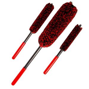 Daily Cleaning Soft Bristle Hog Hair Car Wash Brush Woolies Wheel Brushes 3pcs Woolies Car detailing Brush