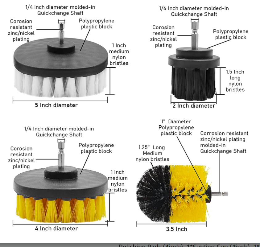 car wheel care wash yellow auto cleaner drill detailing brush tools detail set attachment car mats cleaning for car automatic