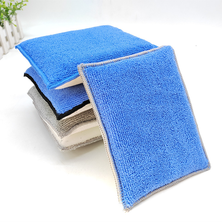 Interior Scrubbing Soft Microfiber Car Cleaning Brush Double Sided 5x3'' Sponge Pads for Leather Internal Cleaning