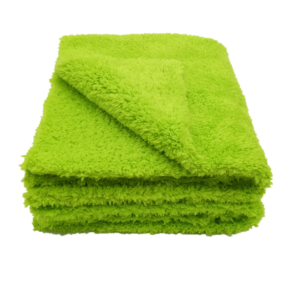 Super Soft Ultrasonic Cutting Edgeless Microfiber Coral Fleece Auto Detailing Car Cleaning Polishing Buffing Cloth Towel 16*16''