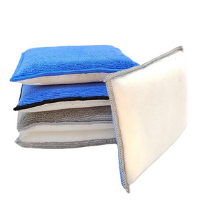 Interior Scrubbing Soft Microfiber Car Cleaning Brush Double Sided 5x3'' Sponge Pads for Leather Internal Cleaning