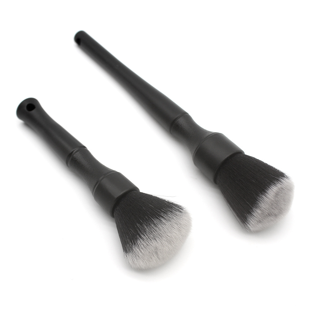 Black Color 2PCS Car Detailing Brush Set High Density Soft Bristles Auto Cleaning Brush Set Car Interior Detailing Brush