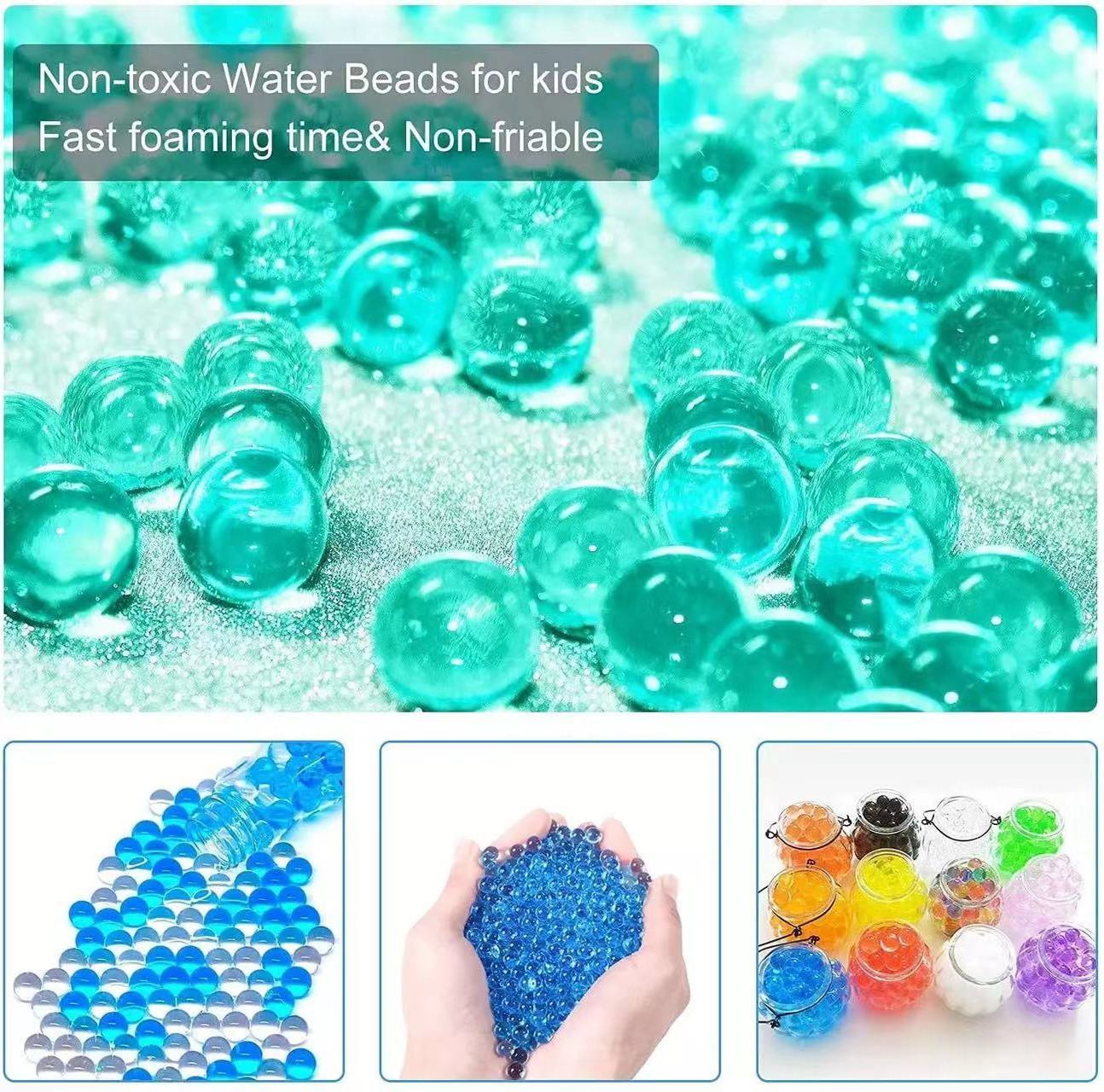 100 Biodegradable Colorful Water Plant Flower Jelly Hydrogel Beads Balls Transparent Yellow Bag Green