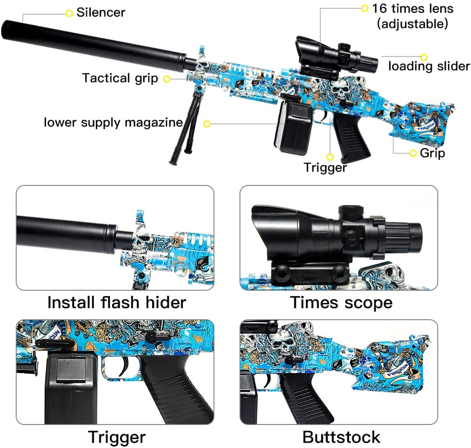 Fully Automatic Gel Water Gun Pistol Ak47 Uzi M416 M4 Ammo Orbie Electric Splatter Ball Gun Bla ster