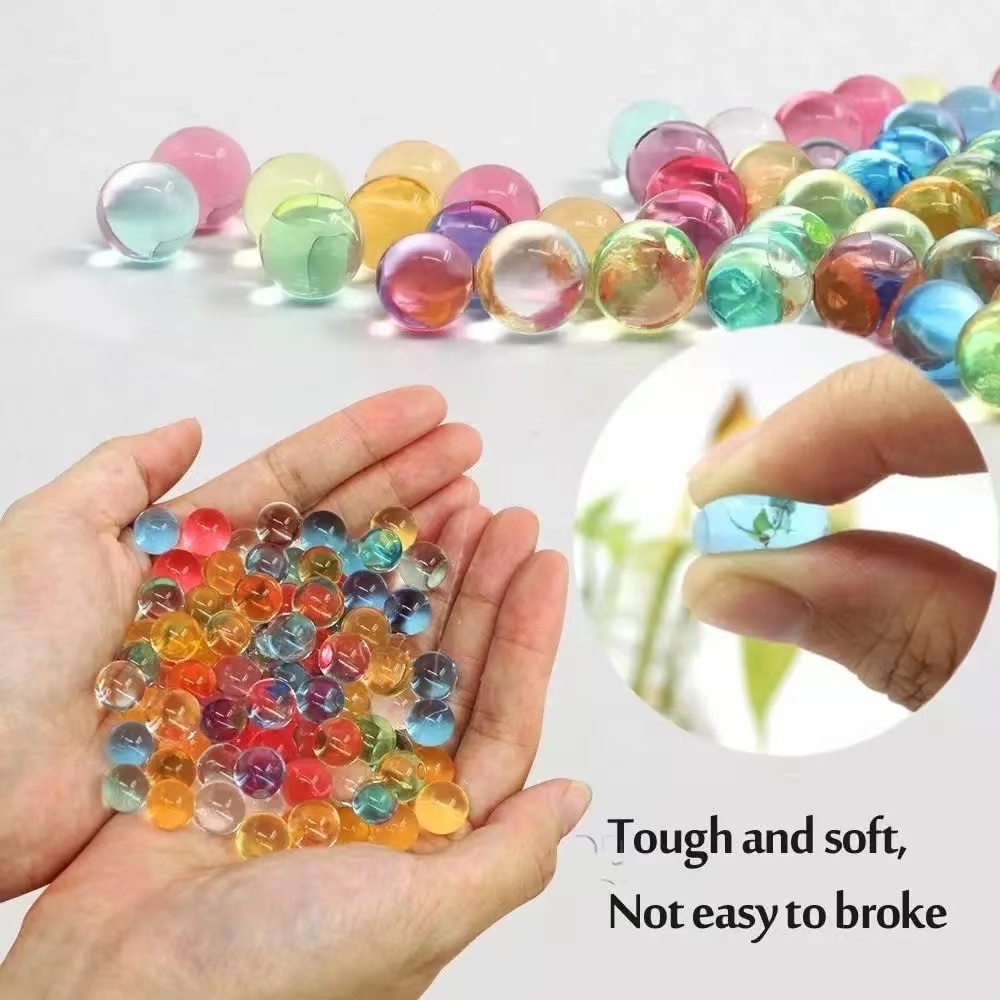 100 Biodegradable Colorful Water Plant Flower Jelly Hydrogel Beads Balls Transparent Yellow Bag Green