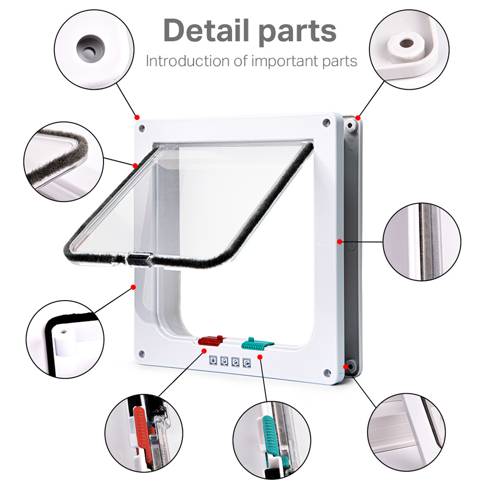 Pet Cat Door Flap Weatherproof Free Entry Hole Two Way Plastic Material Installation For Interior Exterior Door