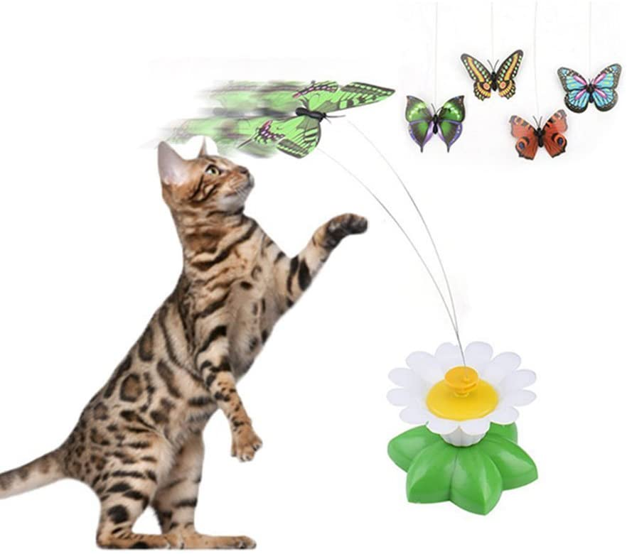 Hot Sale Electric Butterfly Flying Around The Flower Pet Automatic Cat Toy