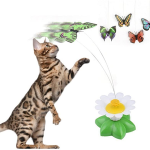 Hot Sale Electric Butterfly Flying Around The Flower Pet Automatic Cat Toy