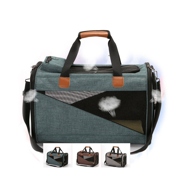 Sanan pet cages carriers houses airline approved leather cloth material portable dog cat cages with water proof function