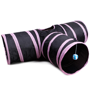 Factory Supply Cat Tunnel 3 Way Cat Play Foldable Donut Collapsible Outdoor Cat Tunnel Toy