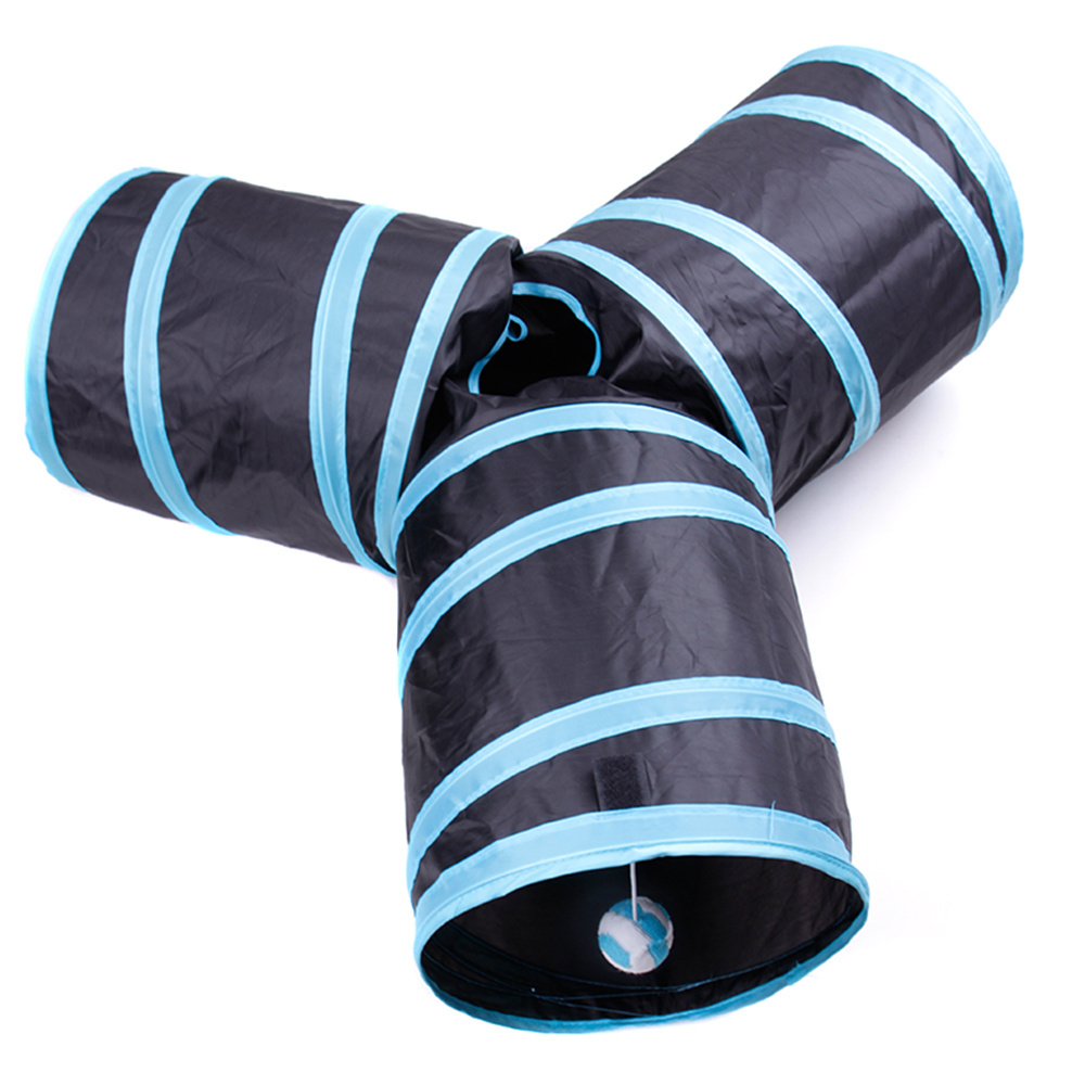 Factory Supply Cat Tunnel 3 Way Cat Play Foldable Donut Collapsible Outdoor Cat Tunnel Toy