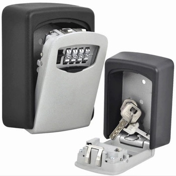 Wall Mounted Aluminum Alloy Key Safe Box Weatherproof 4 Digit Combination Keys Storage Lock Boxes Indoor Outdoor