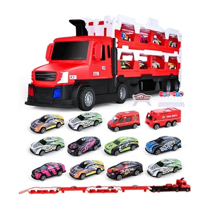 Hot Construction Toys Car with 12  Mini Cars Wheels Trucks Set for Age 2-3 2-4 3-5 Birthday Party Boy Gifts for Kids