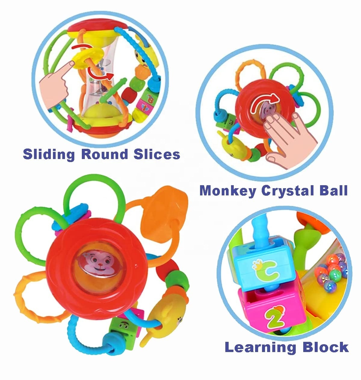 0-12 Months Early Education Activity Ball Baby Rattle Soothing Bed Bell Plastic Toy Gift Set Toddler Activity Sound Ball